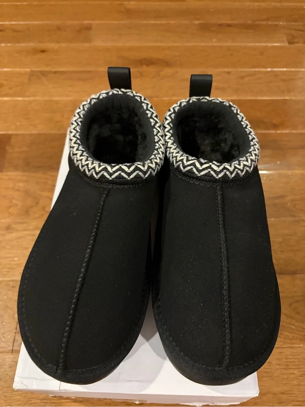 Dream Pairs Kids Black Moccasin Slippers with White Trim
